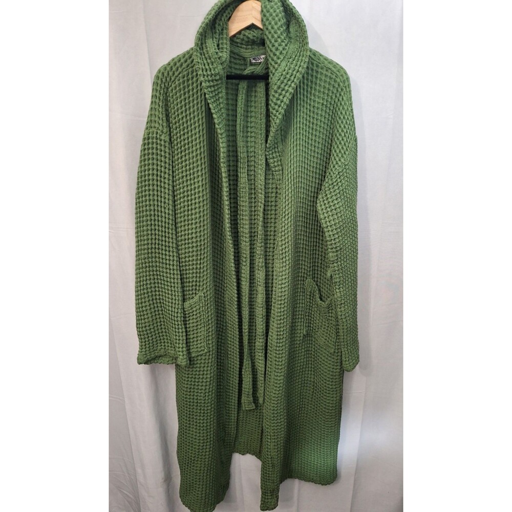 My Kitchen Linens 100% Organic Turkish Cotton Waffle Knit Hooded Bathrobe L/XL